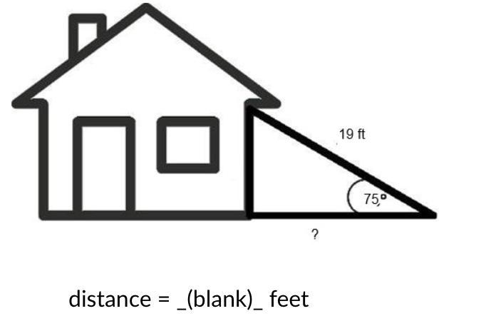 A ladder leans against the side of the a house. The ladder is 19 feet long and forms-example-1