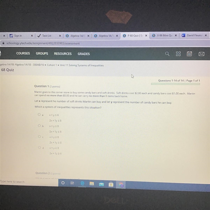 Question 1 (2 points) Martin goes to the corner store to buy some candy bars and soft-example-1