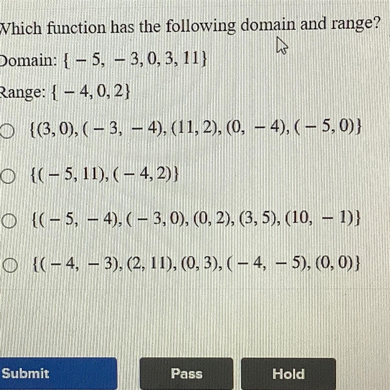 Which function below has the following domain and range?-example-1