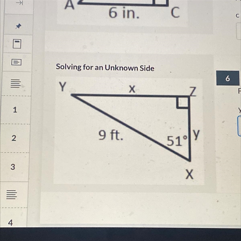 Find the length of side y. y=_ft-example-1