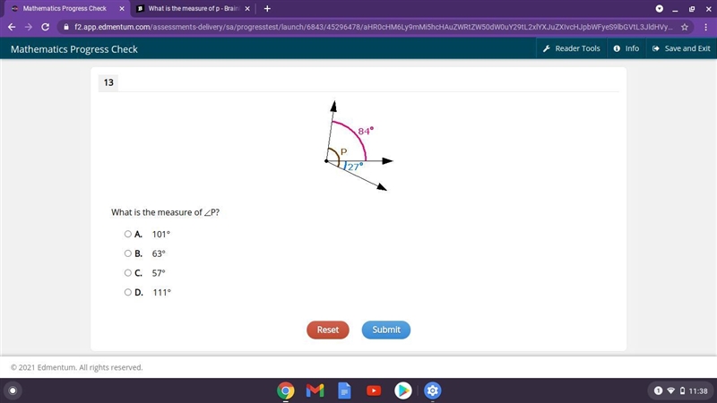 What is the measure of P?-example-1