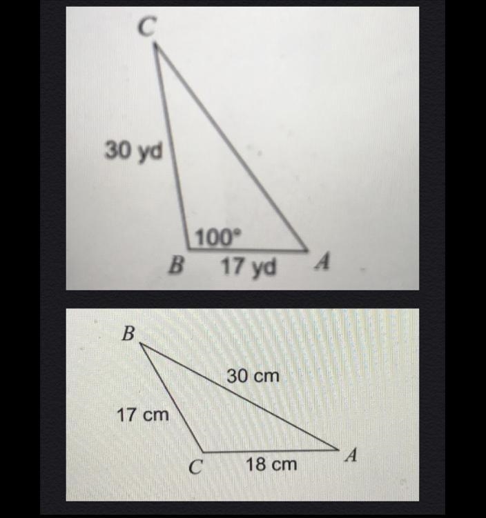 Yoo can somebody help me? On each triangle, solve both of them and round to the nearest-example-1