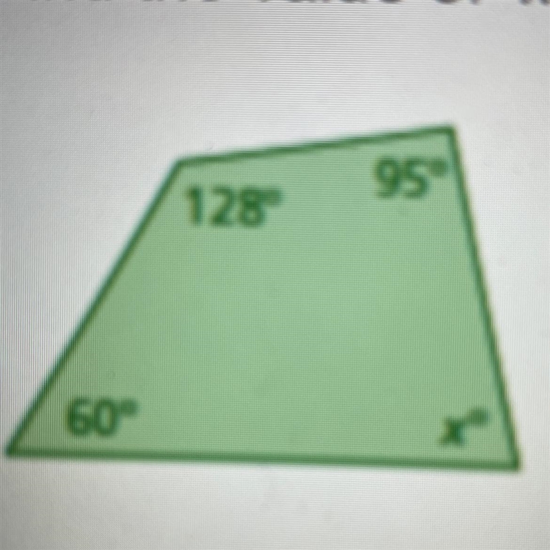 Find the value of x. 950° 1280° 60° x°-example-1