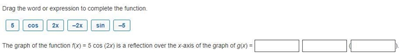 Drag the word or expression to complete the function.-example-1