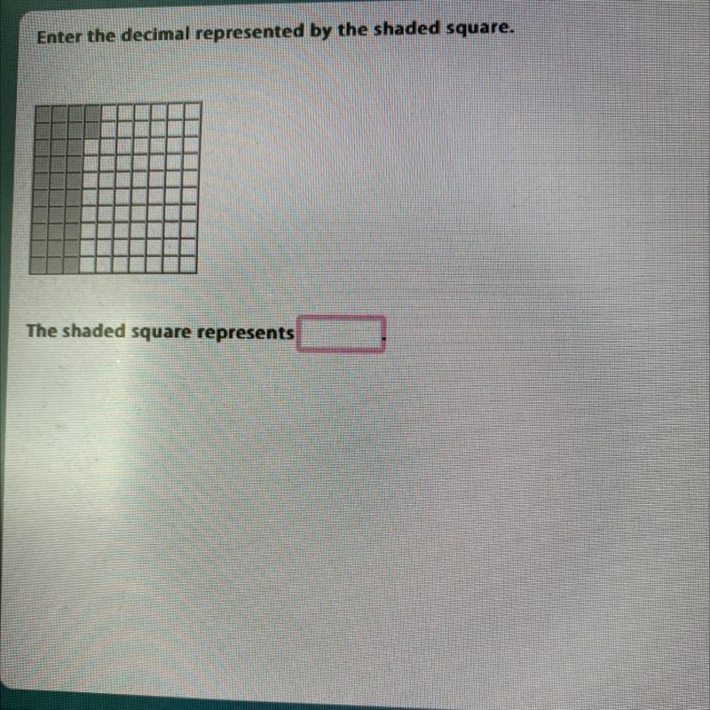 Enter the decimal represented by the shaded square.-example-1