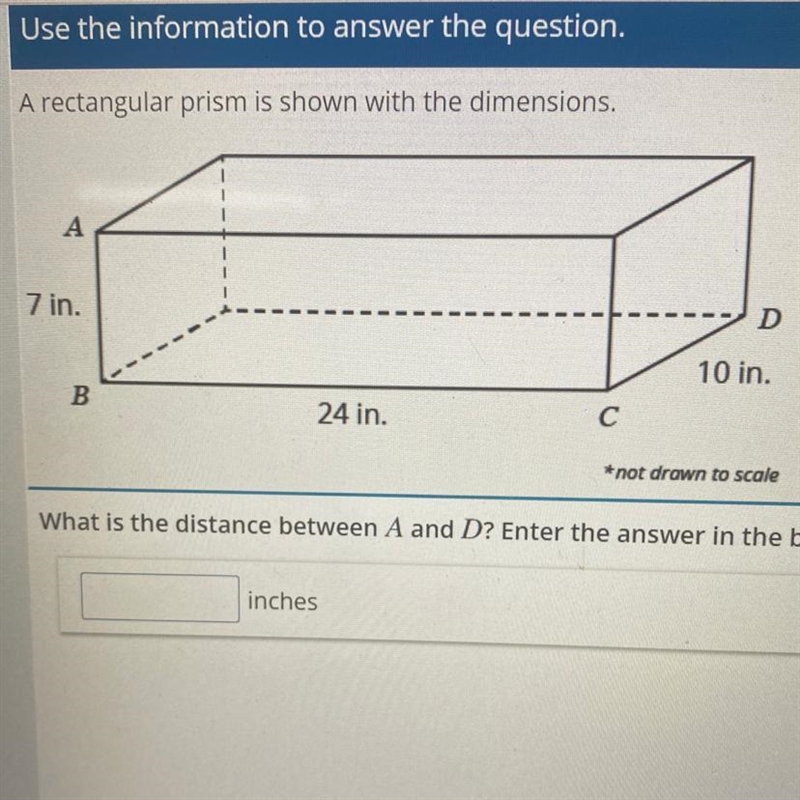 *not drown to scale What is the distance between A and D? Enter the answer in the-example-1