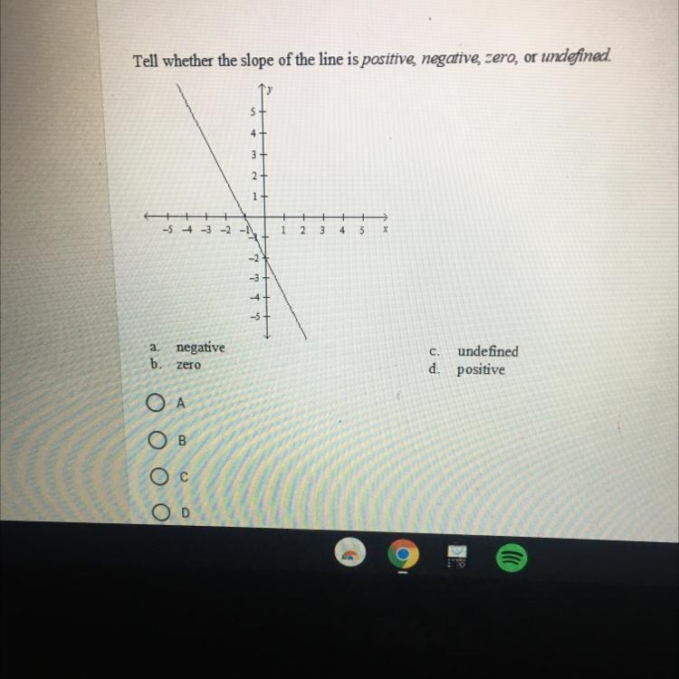 Hurry pls 10pts Tell whether the slope of the line-example-1