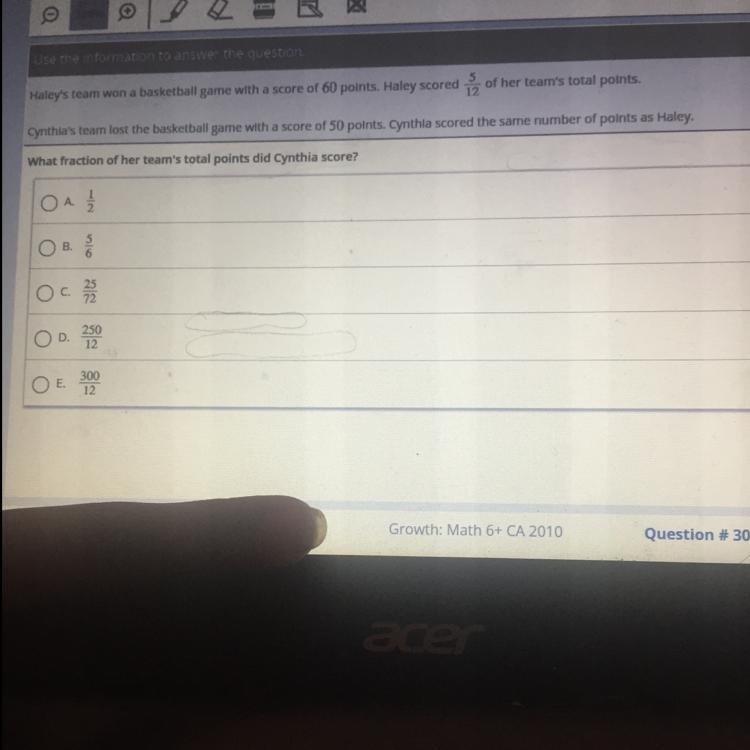 What fraction of her team's total points did Cynthia score?-example-1