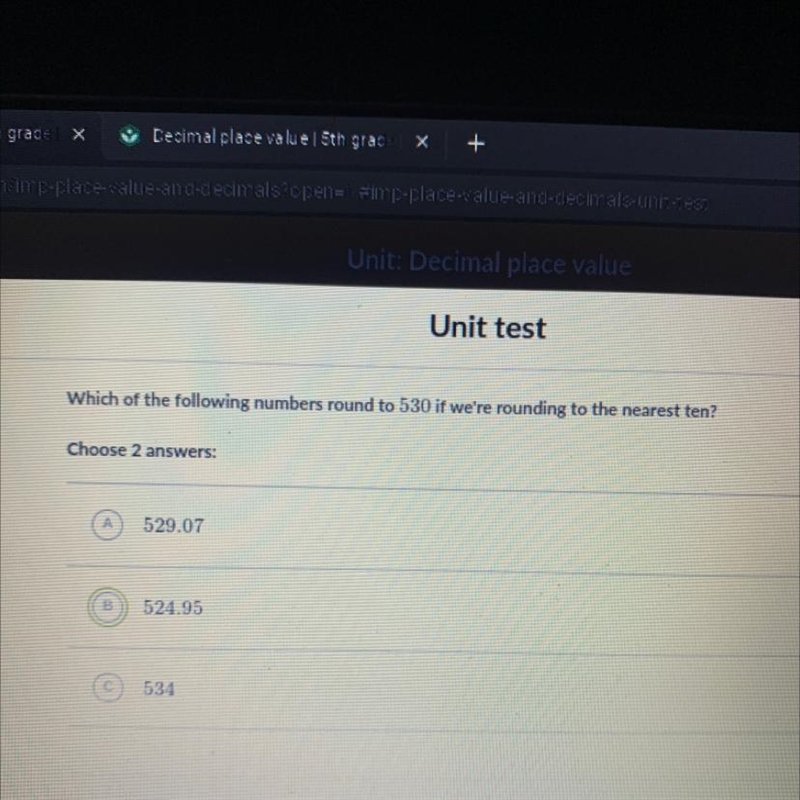 Which of the following numbers round to 530 if we're rounding to the nearest ten? (Look-example-1