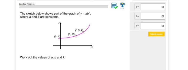 Work out the values of a, b and k ? 30 points-example-1