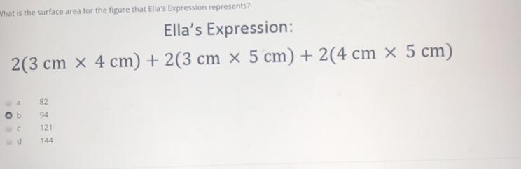 Which one hurry A.82 B.94 C.121 D.144-example-1