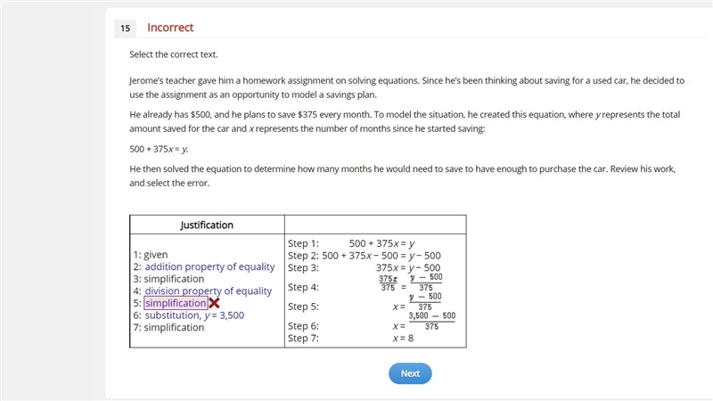 Jerome’s teacher gave him a homework assignment on solving equations. Since he’s been-example-1