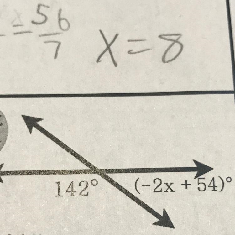 Solve for X (Ignore the math I did on top)-example-1