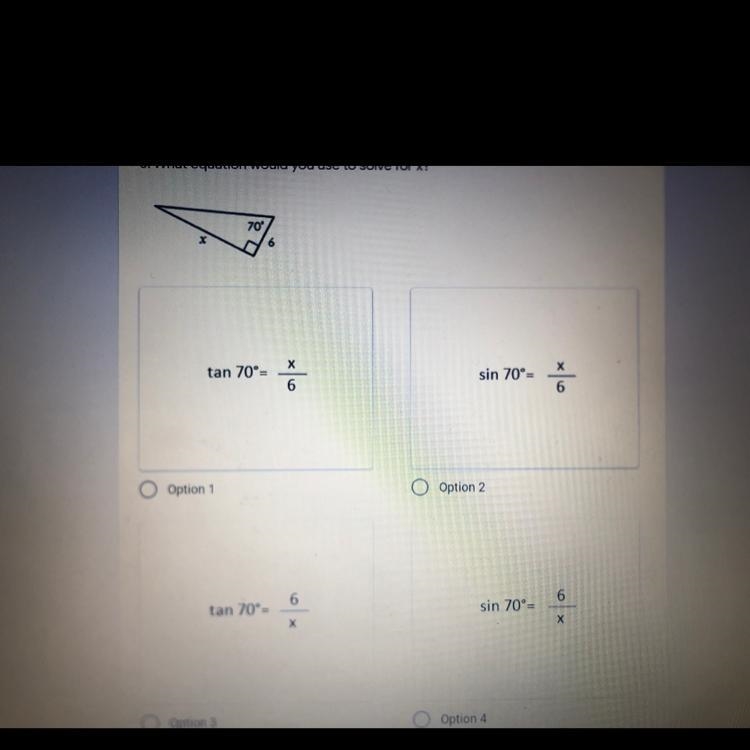 6. What equation would you use to solve for x?*-example-1