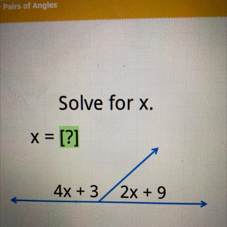 Solve for x 4x+3 2x+9-example-1