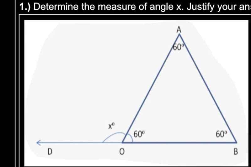 1.) Determine the measure of angle x. please help and take all my points-example-1