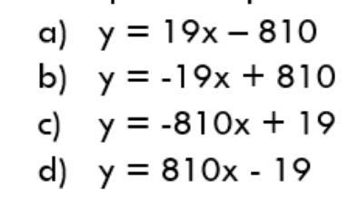 Which equation represents the line of best fit shown?-example-2