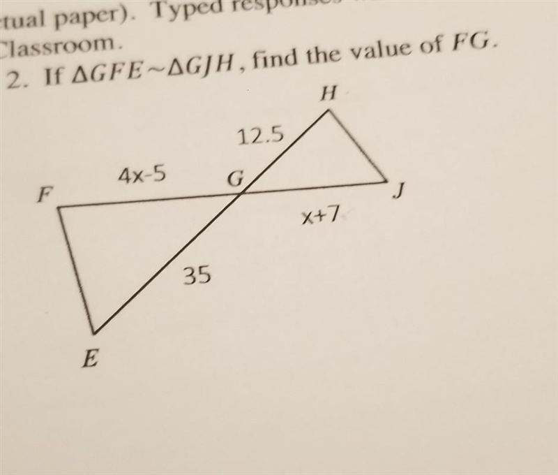 2. If GFE~GJH, find the value of FG. ​-example-1