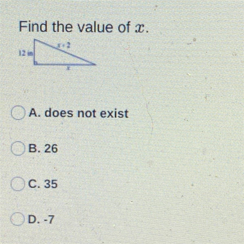 Find the value of x on this triangle-example-1