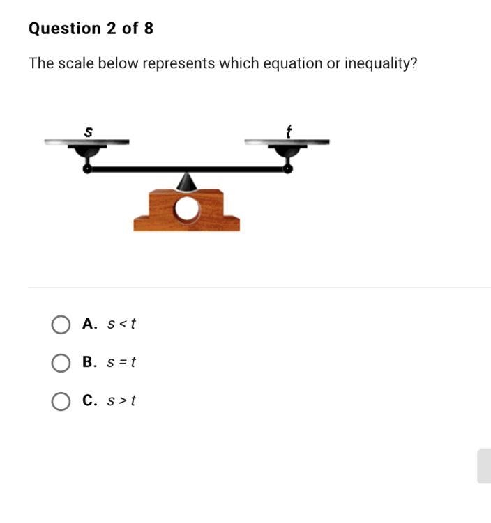 The scale below represents which equation or inequality?-example-1