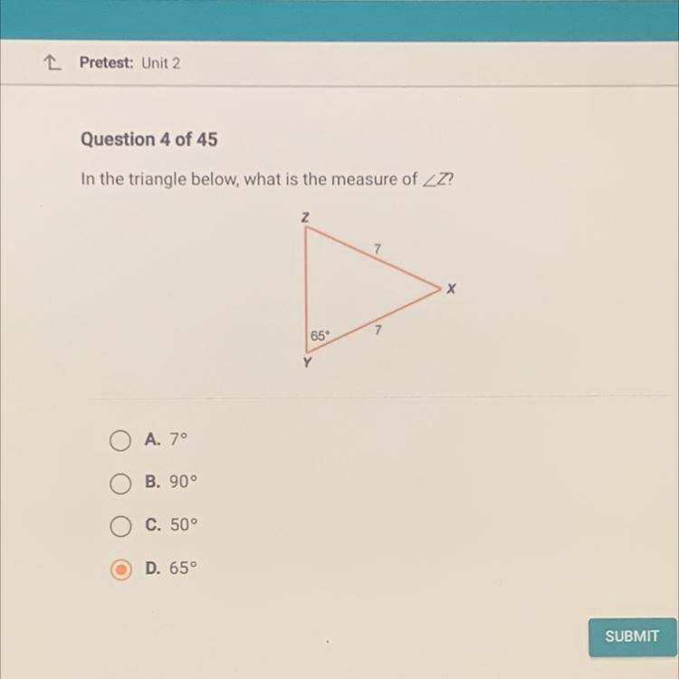 Pls help ASAP In the triangle below, what is the measure of AngleZ?-example-1