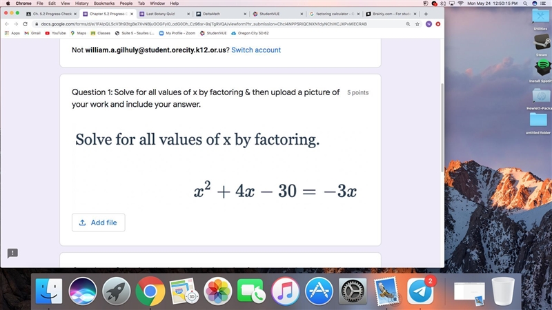 I need help with this problem x²＋4x﹣30=﹣3x-example-1