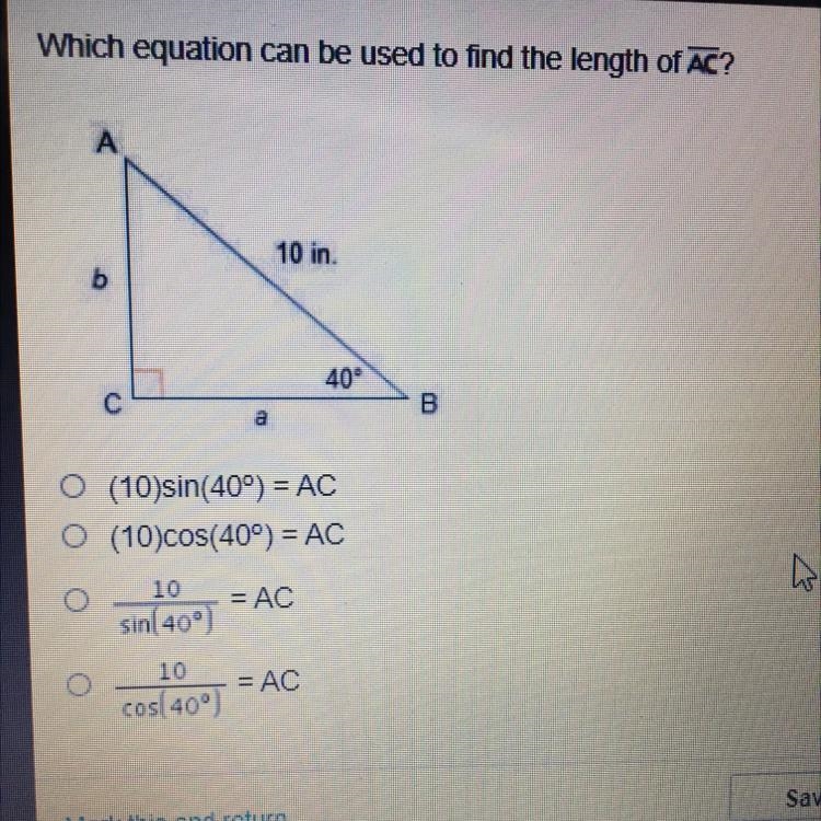 Which equation can be used to find the length of AC?-example-1