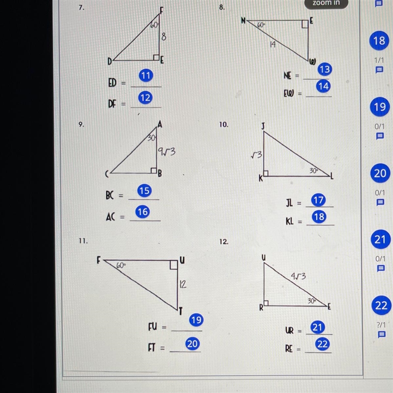 30-60-90 please help me find the long side and short side Urgent-example-1