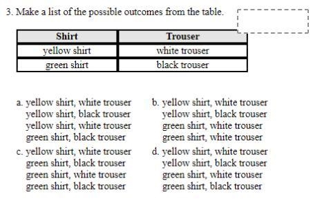 Guys please help me with this problem Make a list of the possible outcomes from the-example-1