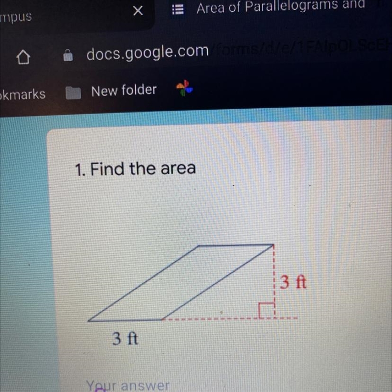 1. Find the area 13 ft 3 ft-example-1