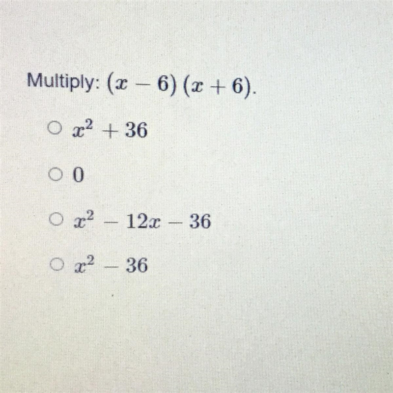 Multiply (x-6) (x+6)-example-1