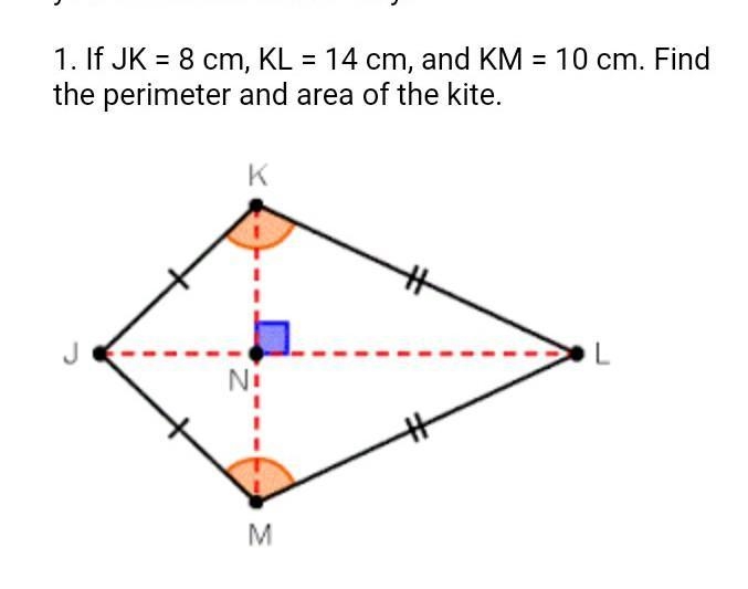 Find the perimeter and area of the kite. pls​-example-1