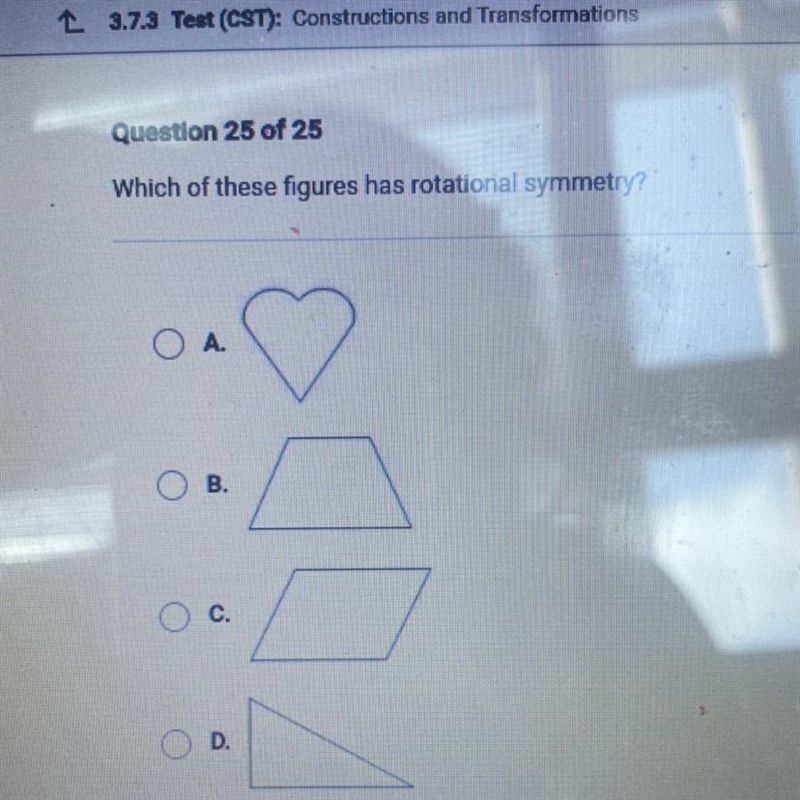 Which of these figures has rotational symmetry?-example-1