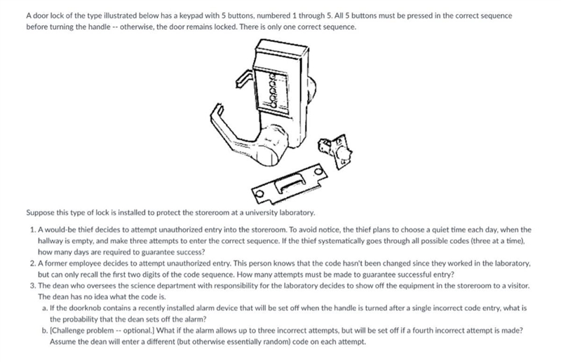 A door lock of the type illustrated below has a keypad with 5 buttons, numbered 1 through-example-1