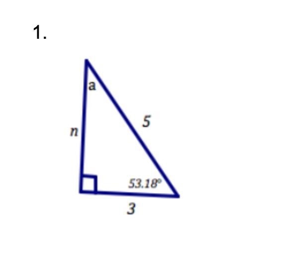 For each right triangle below, find the missing side (Pythagorean’s Theorem) and the-example-1