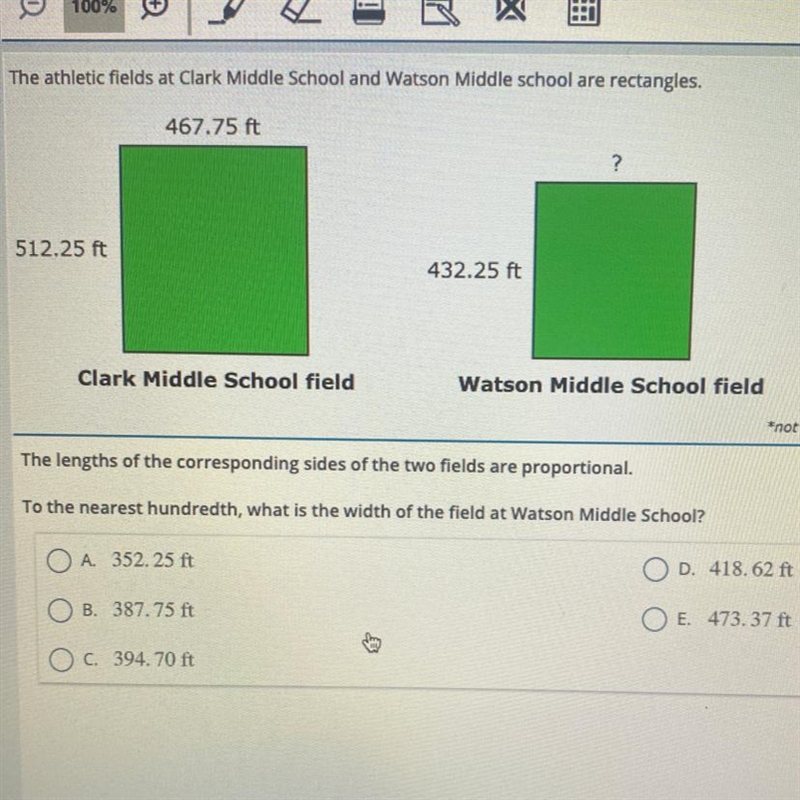 The athletic fields at Clark Middle School and Watson Middle school are rectangles-example-1