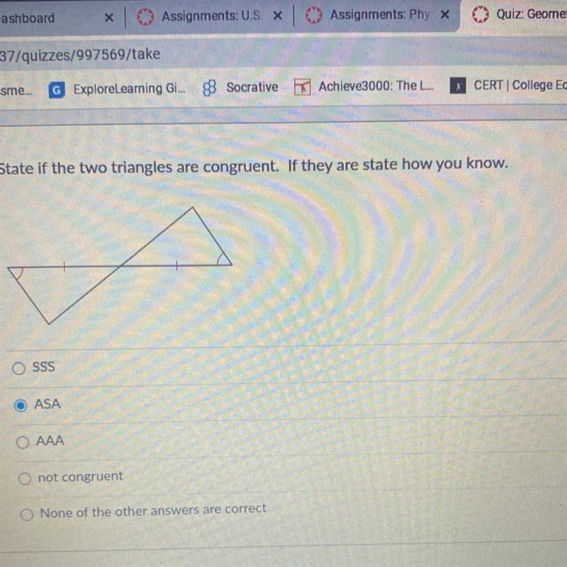 State if the two triangles are congruent. If they are state how you know.-example-1