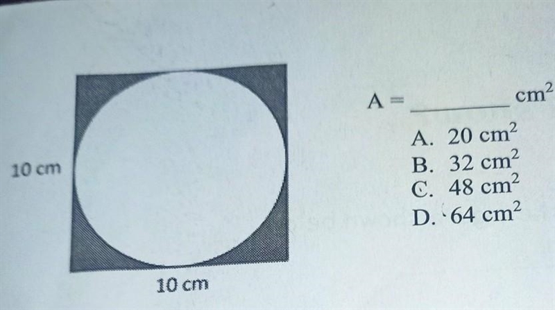 A=_____cm² A.20 B. C. D.​-example-1