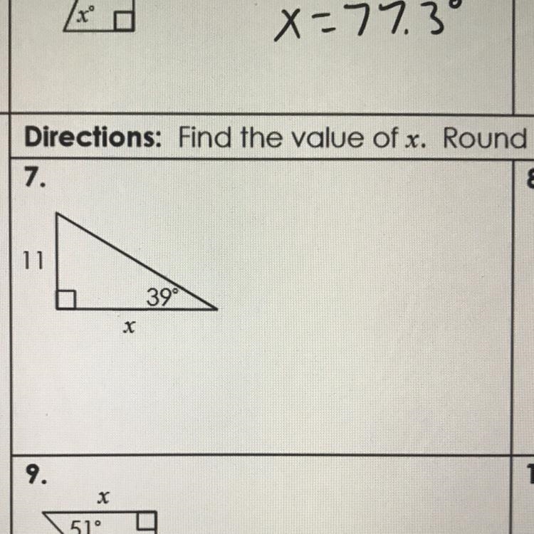 Find the value of x. Round to the nearest tenth.-example-1