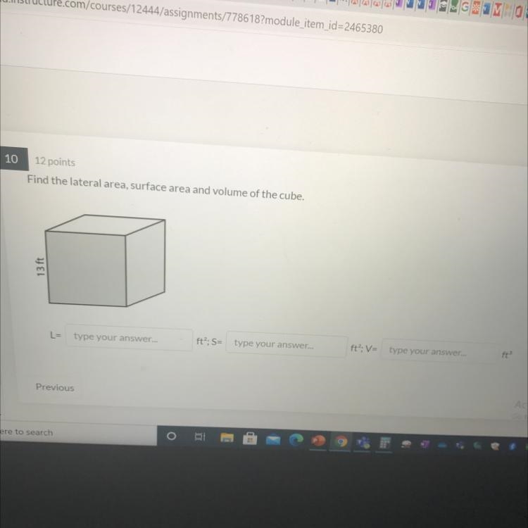 Find the lateral area, surface area and volume of the cube-example-1