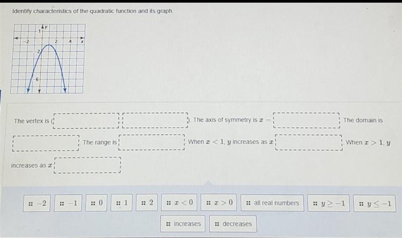 Identify characteristics of the quadratic function and its graph ​-example-1