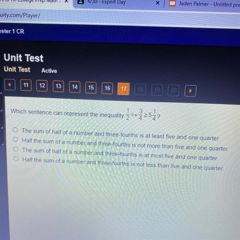 Which sentence can represent the inequality box+ 204? O The sum of half of a number-example-1