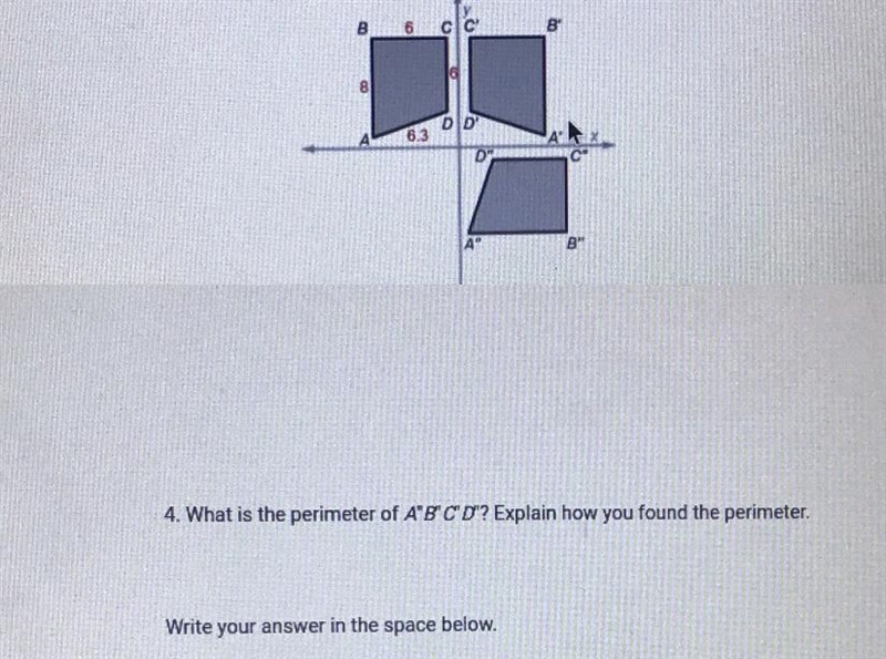 What is the perimeter of A B C D? Explain how you found the perimeter.-example-1