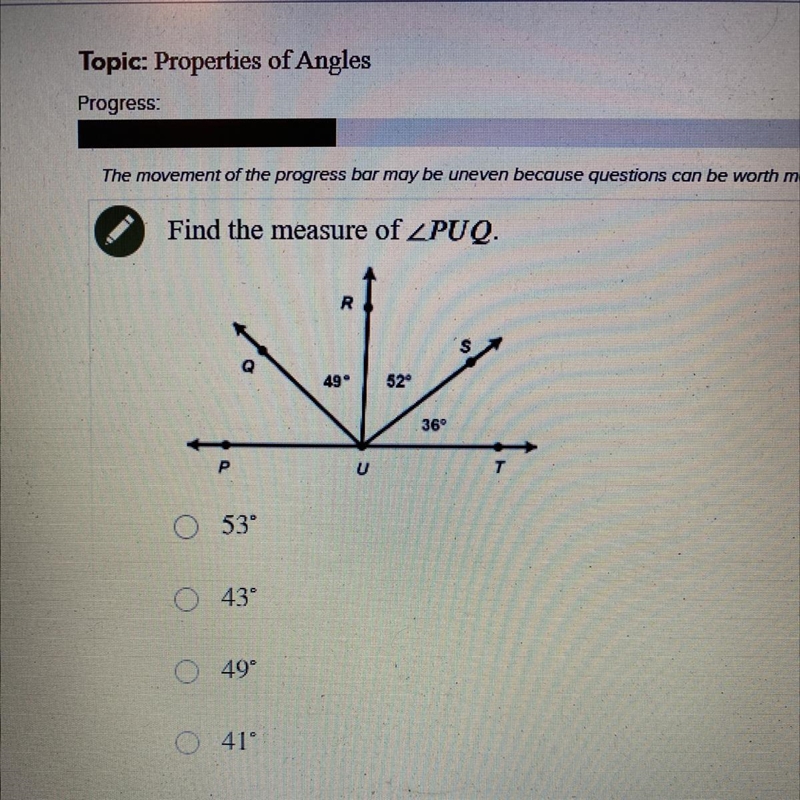 Find the measure of angle PUQ.-example-1