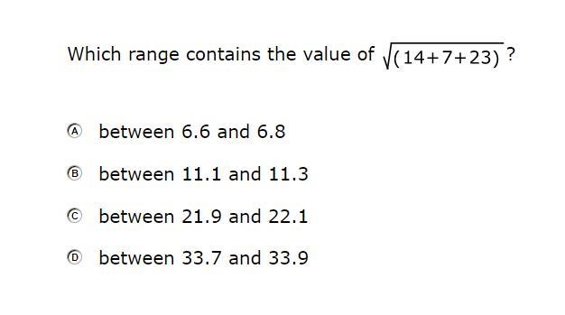 Which range contains the value of √(14+7+23) ?-example-1