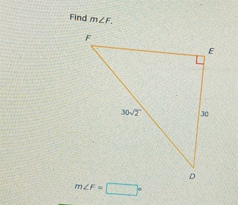 Find m∠F. Find the answer to m∠F ​-example-1