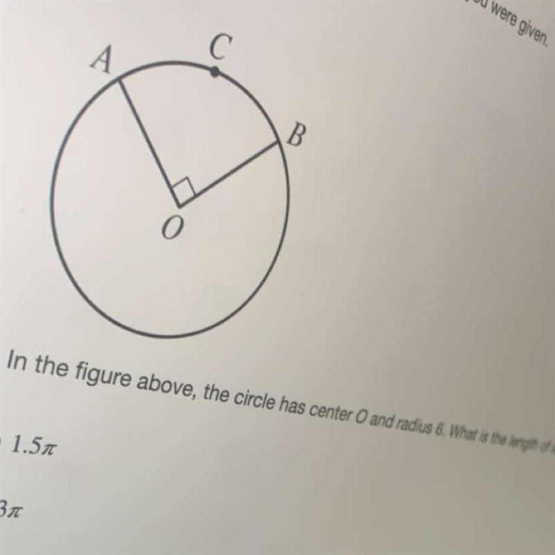 35 POINTS HELP in the figure above the circle has center O and radius 6 what is the-example-1