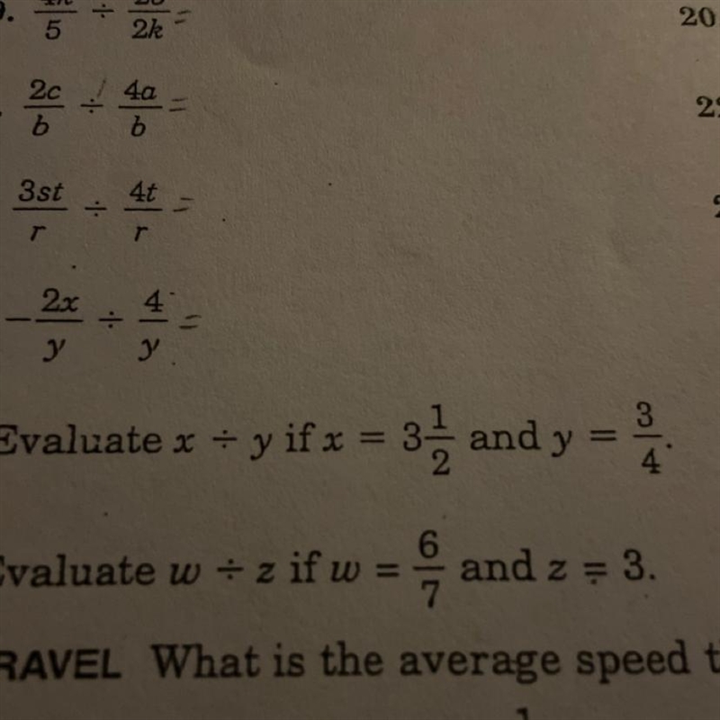 Evaluate x divided by y if x = 3 1/2 and y = 3/4-example-1