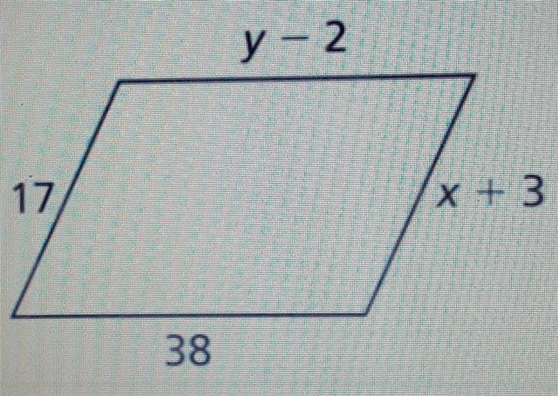 Find the value of x and y in the parallelogram ​-example-1