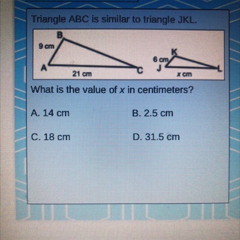 What is the value of x in centimeters?-example-1